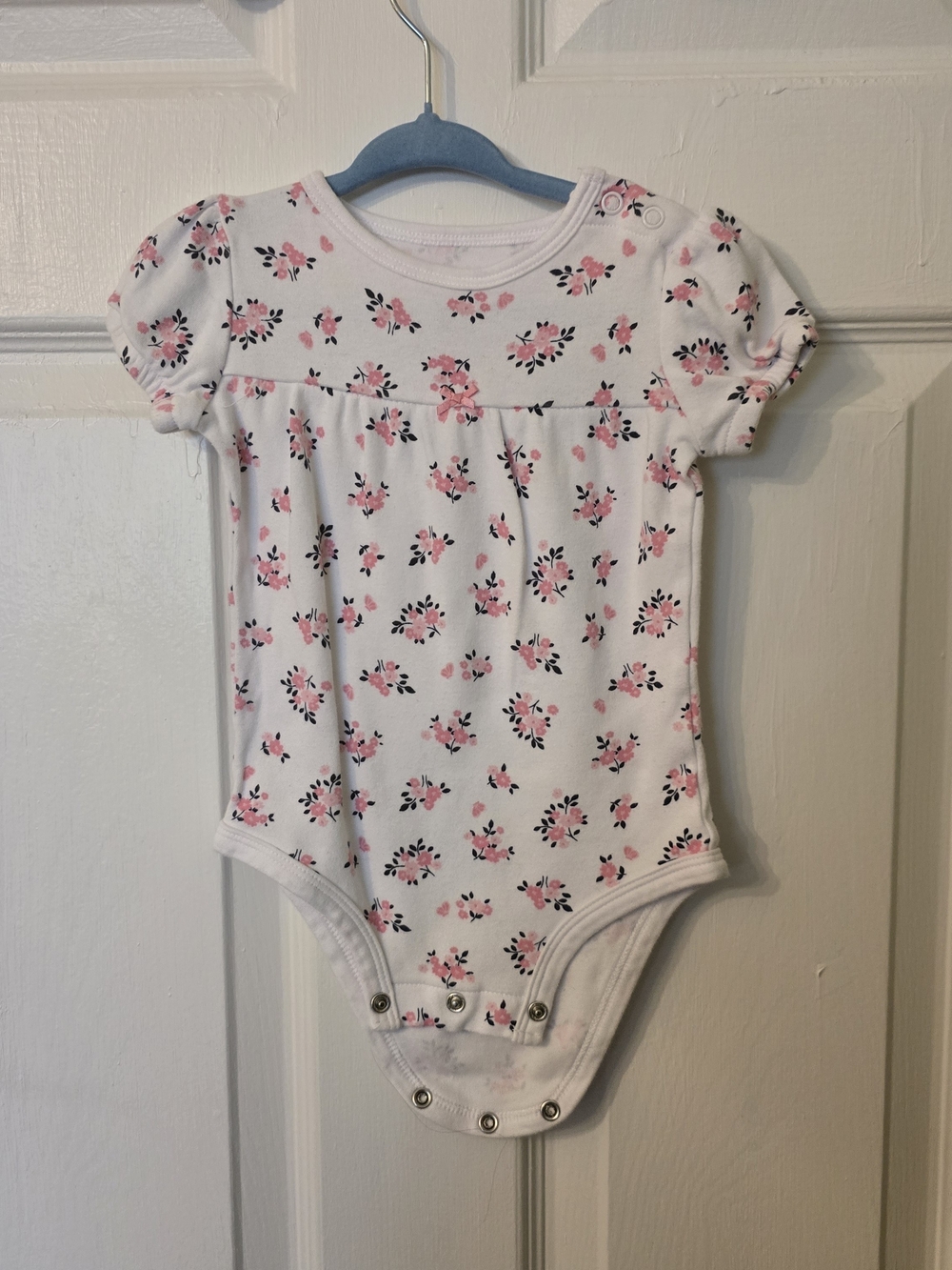 Carter's White Short-Sleeve Floral Baby Bodysuit with Pink Flowers
